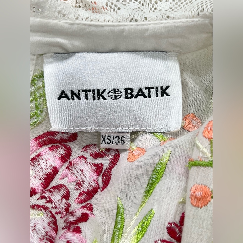 Antik Batik Fanya Boho Floral Embroidered Sheer Maxi Dress XS/36 Cottage Core - Picture 11 of 14